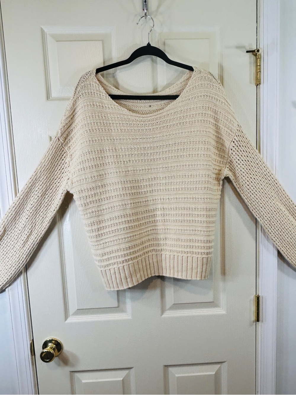 GAP Cream Open-Knit Scoop Neck Sweater